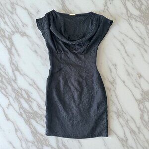 LOEFFLER RANDALL Black Silk Draped Neck Dress Size 2
